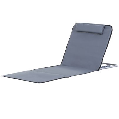 Steel Frame Set of Two Reclining Beach Mats Grey
