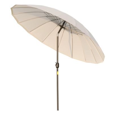 Ф255cm Parasol with 18 Sturdy Ribs Push Button Tilt Crank for Garden Crema White