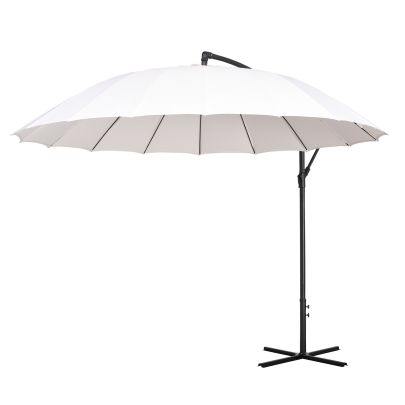 3m Cantilever Umbrella 18 Ribs & Vents Adjustable Angle for Patio Cream White