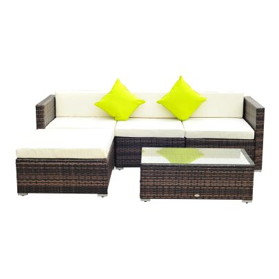 5 PCS Rattan Sofa Set Brown