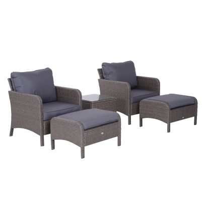 5 Pcs Rattan Furniture Set Steel Frame Grey