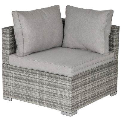 PE Rattan Wicker Corner Sofa Garden Furniture Single Sofa Chair Inc Cushions Grey