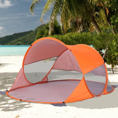 Fibreglass Frame 2 Person Pop Up Lightweight Camping Tent Orange