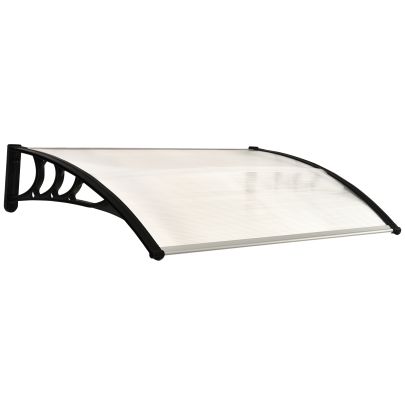 75 L x 120 W x 23 H cm Clear Polycarbonate Curved Awning Inc Black Bracket