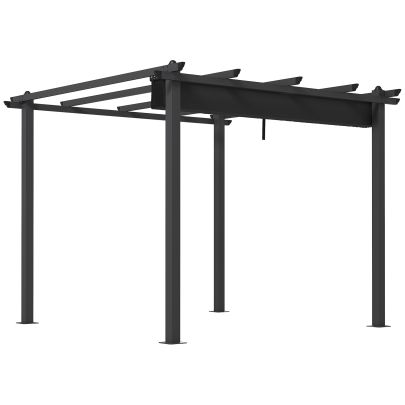 Outsunny 3 x 3m Aluminium Pergola, with Retractable Roof Dark Grey