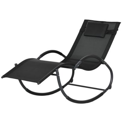 Outsunny Steel Frame Zero Gravity Rocking Chair, with Pillow Black