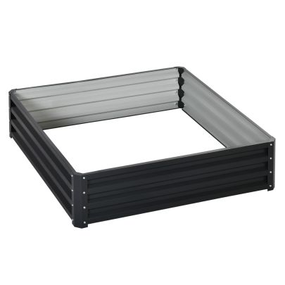 Outsunny Raised Garden Bed Box with Weatherized Steel Frame for Vegetables, Flowers, & Herbs, 120 x 120 x 30cm, Grey