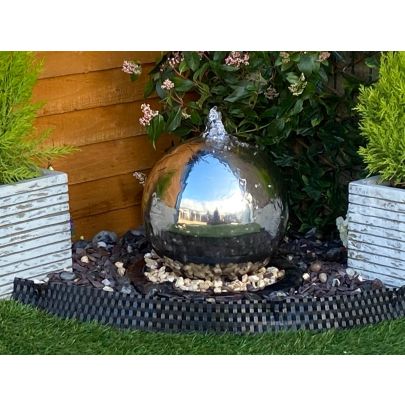 30cm Stainless Steel Sphere Modern Metal Water Feature
