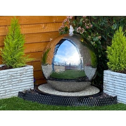 50cm Stainless Steel Sphere Modern Metal Water Feature