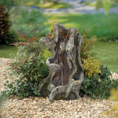 Willow Spills with Lights Wood Effect Solar Water Feature