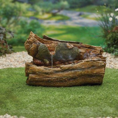 Balsam Pools with Lights Wood Effect Solar Water Feature