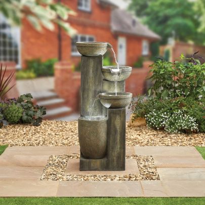 Ash Columns with Lights Modern Solar Water Feature