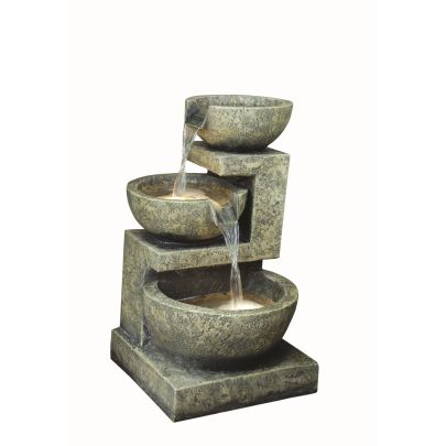 Small Granite 3 Bowl Modern Water Feature