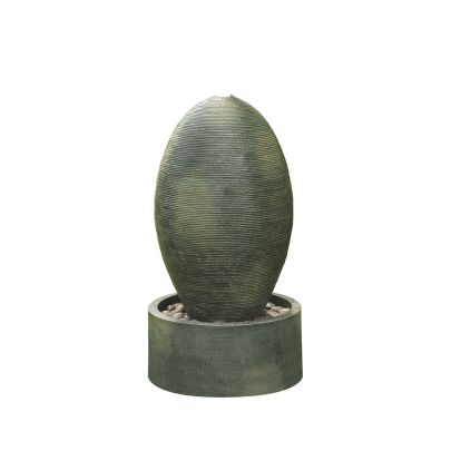 Rippled Green Oval Traditional Solar Water Feature