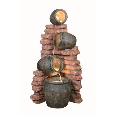 4 Pots on Brick Traditional Solar Water Feature