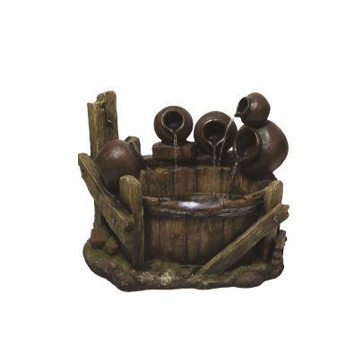Pouring Pots on Barrel Traditional Water Feature