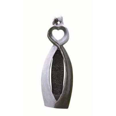 Heart Couple Rippled Sheet Contemporary Solar Water Feature