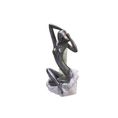 Lady on Blue Granite Rock Contemporary Solar Water Feature