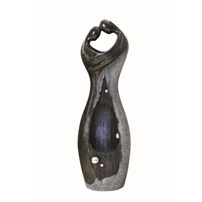 Granite Couple Rain Effect Contemporary Solar Water Feature