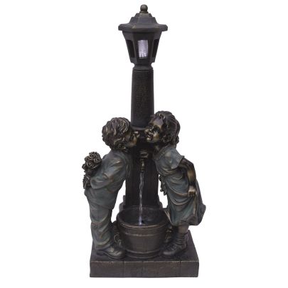 Kissing Boy & Girl at Lamp Traditional Water Feature