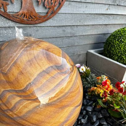 Sandstone Sphere 50cm Natural Stone Solar Water Feature