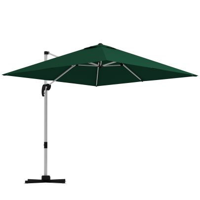 Outsunny Square Cantilever Garden Parasol, with Five Position Canopy Green