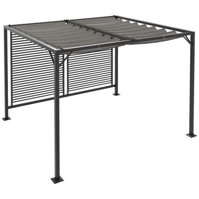 Outsunny 3 x 2.8m Metal Pergola, with Retractable Fabric Roof Grey