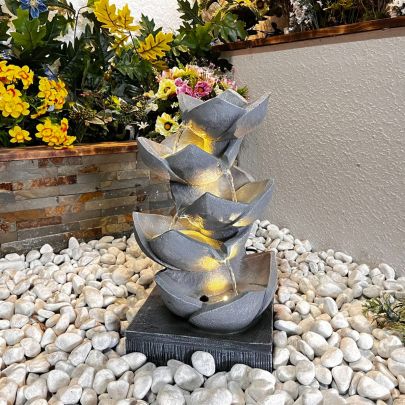 Lotus Leaf Contemporary Solar Water Feature