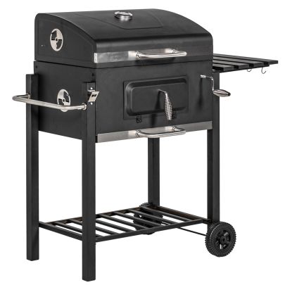 Outsunny Charcoal Grill, with Height Adjustable Coal Pan Black