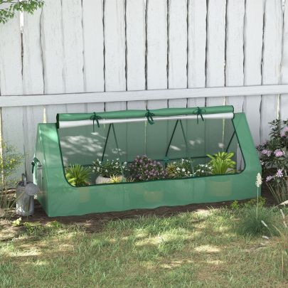 Outsunny Portable Small Polytunnel with Mesh Windows for Indoor and Outdoor, 240x90x90cm, Green