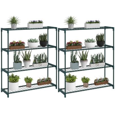 Outsunny Four Tier Steel Plant Shelf Black