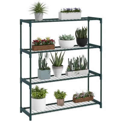 Outsunny Four Tier Steel Plant Shelf Black