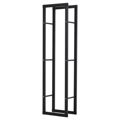 HOMCOM Metal Firewood Log Holder Tall Firewood Rack Indoor Outdoor Fireplace Wood Storage Shelf with Side Rails, Rust Resistant, Black, 40W x 25D x 150H cm