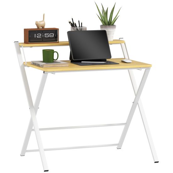 Buy HOMCOM Compact Folding Desk for Small Spaces, Foldable Computer ...