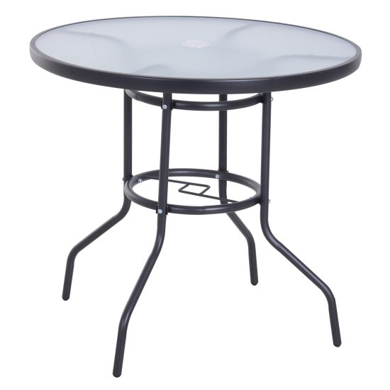 glass patio table with umbrella hole uk Metal Outdoor Top & Parasol – Garden Sanctuary this outdoor dining table withstands the elements for years of quality use Garden Round Table with Umbrella