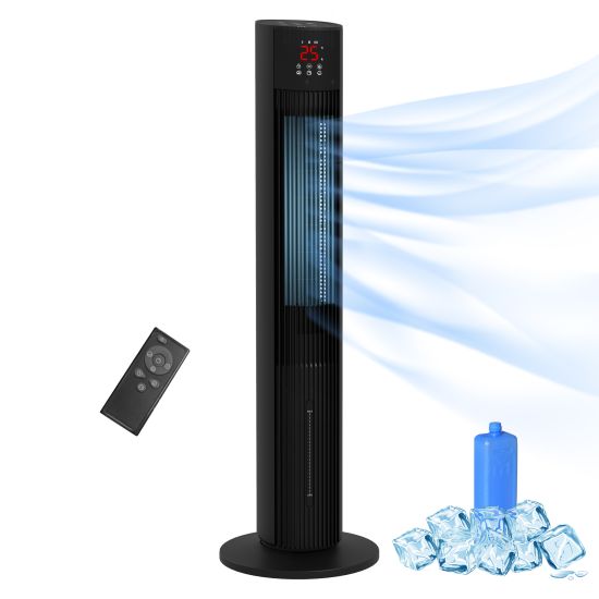 Tue Fan Buy HOMCOM Electric Tower Fan, with 3.5L Water Tank and Ice Pack Black ...