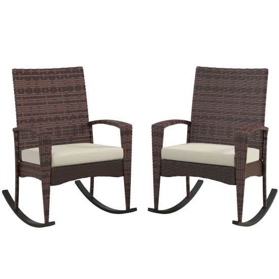 Rattan Spring Rocking Chairs Buy Outsunny Outdoor PE Rattan Rocking Chair Set of 2, Garden Rocking ...
