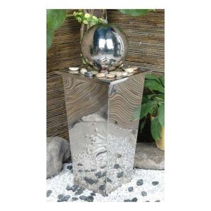 Sphere & Stainless Steel Column Modern Metal Water Feature