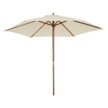 2.5 m Wooden Umbrella Parasol Cream