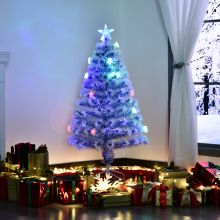  4ft Artificial Fibre Optic Christmas Tree w/ 26 LED Lights Pre-Lit White Blue