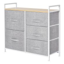  Metal Frame 5-Fabric Drawer Home Storage Unit Grey