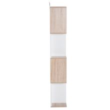  4-tier S Shape Bookcase, Particle Board-White/Oak