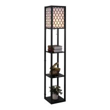  Shelf Floor Lamp Standing Lamp W/4-tier Wooden Open Shelves,26L x 26W x 160Hcm-Black/White