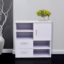  Mobile Storage Cabinet W/Drawers, 4 Shelves-White