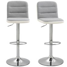  Bar stool Set of 2 Armless Adjustable Height Upholstered Bar Chair Light Grey