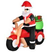  8ft Inflatable Santa Claus Riding Motorcycle Christmas Decoration w/ LED Light