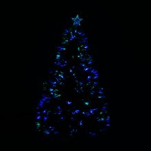  4ft Pre-Lit Fibre Optic Artificial Christmas Tree Holiday Xmas Décor with Tree Topper - Green