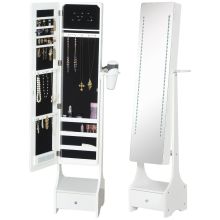  MDF LED Illuminated Glass Mirror Jewellery Cabinet White