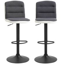  Bar stool Set of 2 Armless Adjustable Height Upholstered Bar Chair Dark Grey