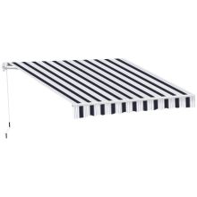 Manual Retractable Awning 2.5x2 m Dark Blue & White Stripes